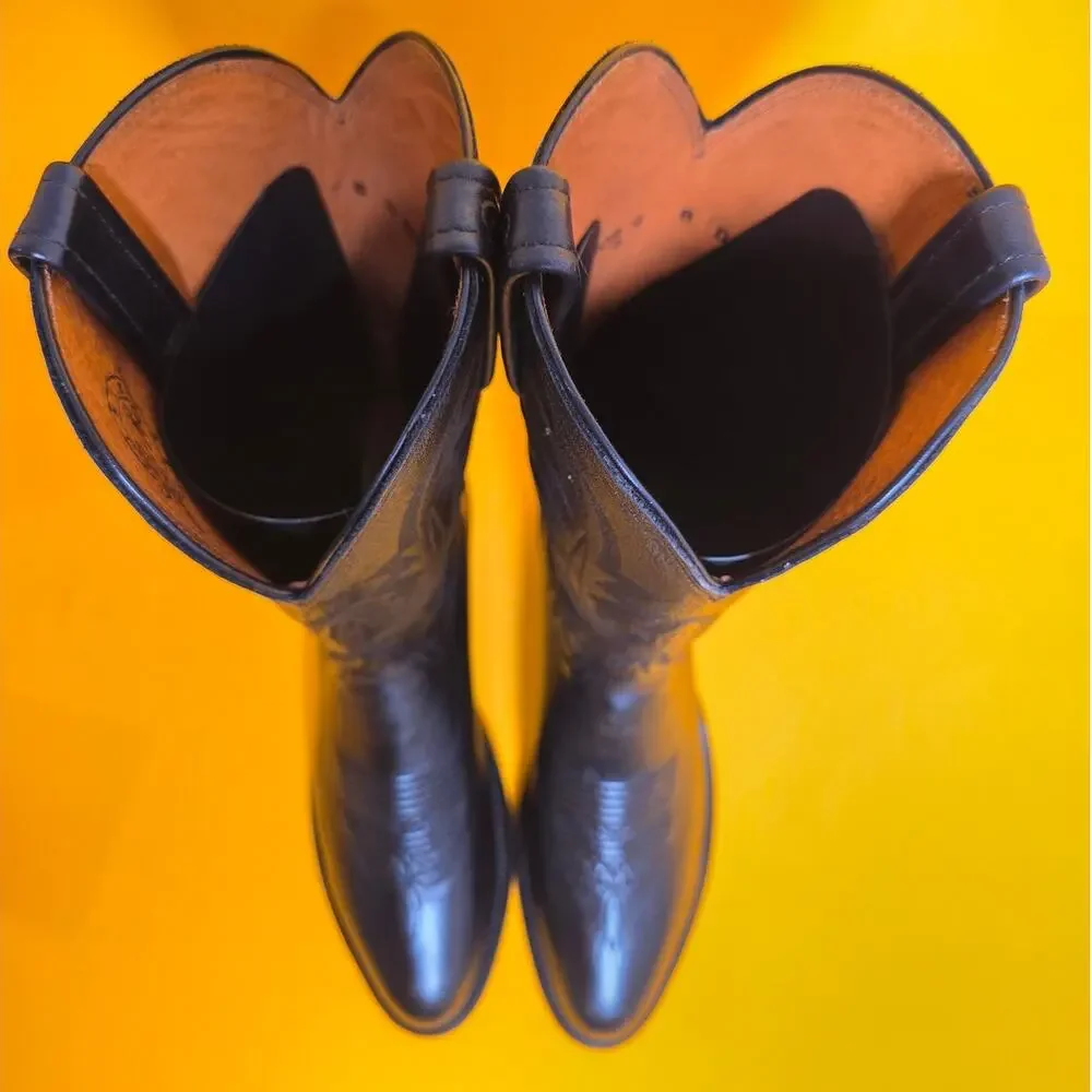 Lucchese 1883 Carson Black Lonestar Calf Leather Cowboy Boots Men 8D M1020.R4